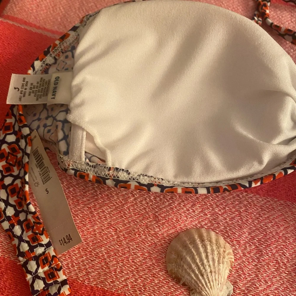 Old Navy Kids Bandeau Bikini Top in Orange, Navy & White
